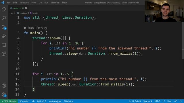 28. Concurrency in Rust - Creating Threads смотреть онлайн