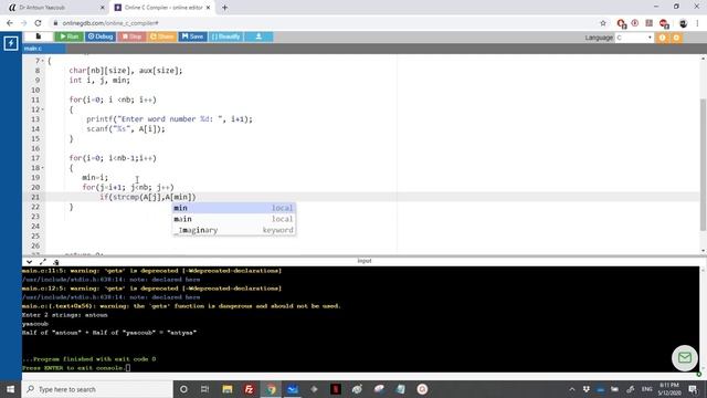 Algorithmics & Programming - Exercise - Sort an array of strings смотреть онлайн