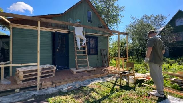 Строим навес для веранды на старой даче своими руками. DIY смотреть онлайн