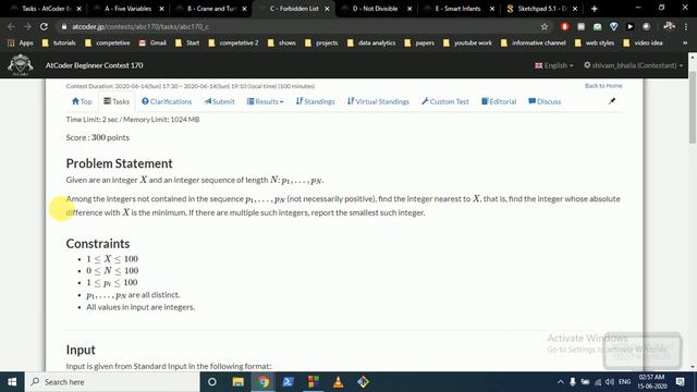 AtCoder Beginner Contest 170 || PROBLEM A,B,C || ATCODER || C++ SOLUTION смотреть онлайн