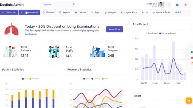 Doclinic Admin - Bootstrap 5 Dashboard With Admin template смотреть онлайн