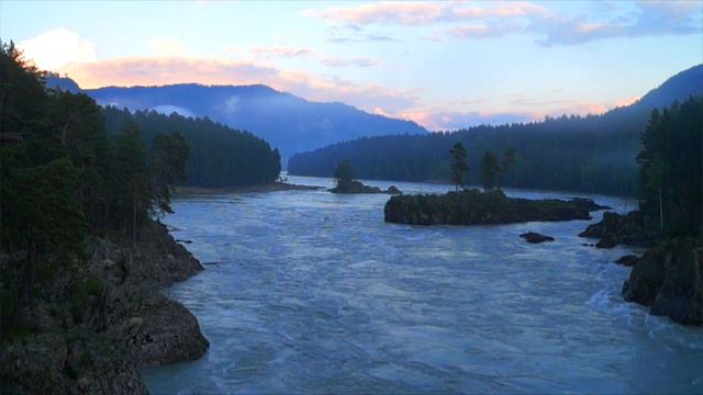 Evening Katun from the bridge to Askat, Altai / Вечерняя Катунь, мост на Аскат | Moments&Places смотреть онлайн