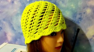 Ажурная шапочка крючком на любой размер. Видео для начинающих.