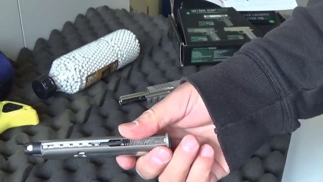 Colt 1911 "Rail Gun" Full Metal CO2 Powered Blowback Airsoft Pistol - Stainless смотреть онлайн