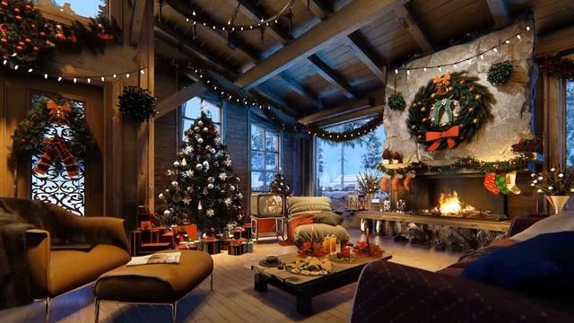 Relaxing Christmas Song With Fireplace ~Christmas Is Coming Closer ❤️