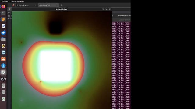 Simple 2-dim. Heat Equation with boundary conditions and sources, with CUDA C++, OpenGL, GLFW смотреть онлайн