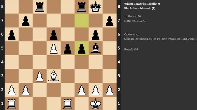 Bernardo Roselli - Ivan Morovic | Sicilian Defense: Lasker-Pelikan Variation, Bird Variation | 1985 смотреть онлайн