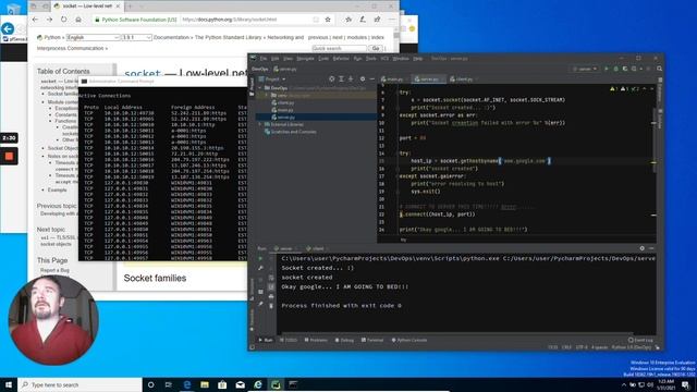 Python Sockets Module Connect to Google, get Device IP Address смотреть онлайн
