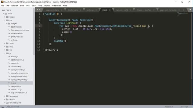 Урок 18 - Создание карты на странице контактов Wordpress. Google map api. смотреть онлайн
