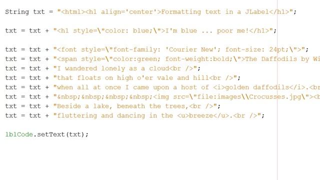 Java - Formatting text in a JLabel смотреть онлайн