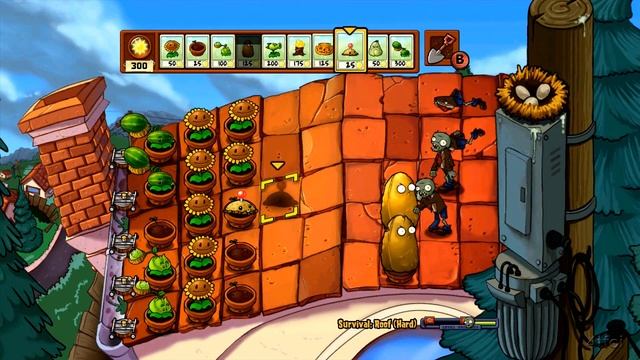 Plants Vs Zombies - Xbox 360 - Survival Roof Hard Part 1 смотреть онлайн