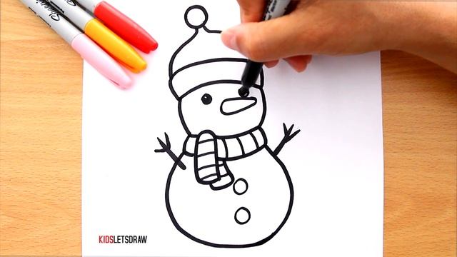 How to draw a CHRISTMAS SNOWMAN easy! смотреть онлайн