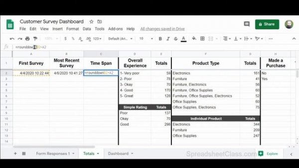 Customer survey dashboard tutorial in Google Sheets (Google Forms Dashboard)