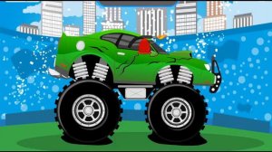 Мультик про МОНСТР ТРАК MONSTER TRUCK   ДЖИП ВНЕДОРОЖНИК веселая АВТОМОЙКА мультфильм