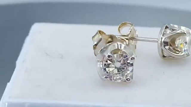 GIA ( F SI 2 .92 ct ) round DIAMOND solitaire stud earrings 14k white gold смотреть онлайн