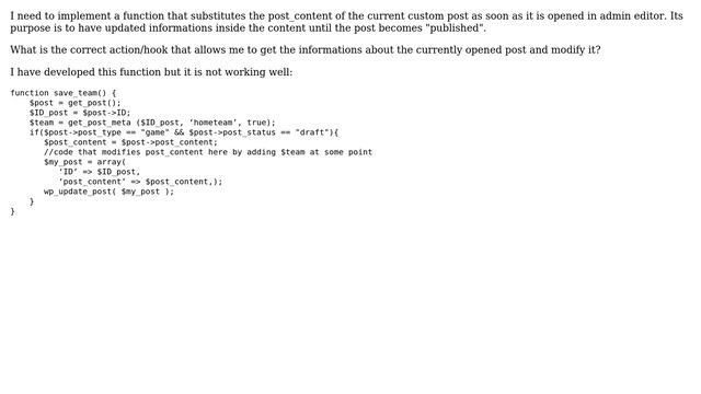 Wordpress: Update post_content everytime a custom post is opened in backend смотреть онлайн
