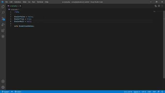 Sintaxis PHP | null, true y false смотреть онлайн