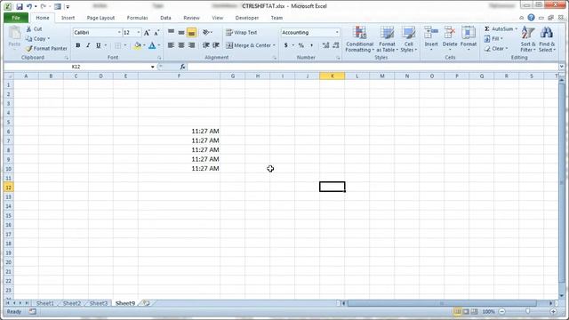 Excel 2010 Shortcut - Applying Time Format - Ctrl + Shift + @ смотреть онлайн