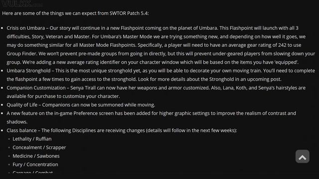 SWTOR Patch 5.4 - 🏠 New Umbara Stronghold, ⚔ Class Changes, 👗 Senya Customization & MORE смотреть онлайн
