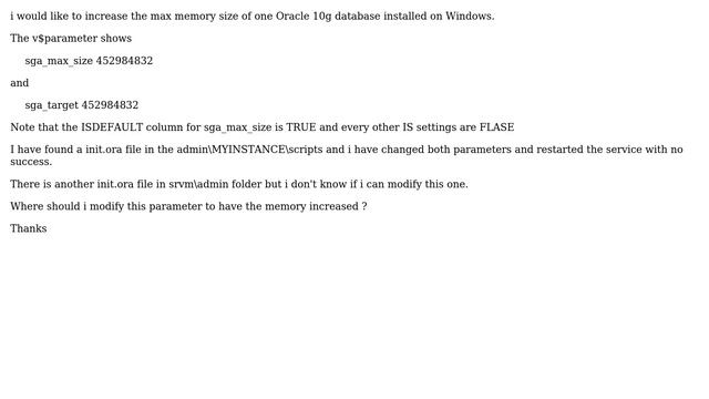 Databases: Increase sga_max_size on Oracle 10g Windows смотреть онлайн