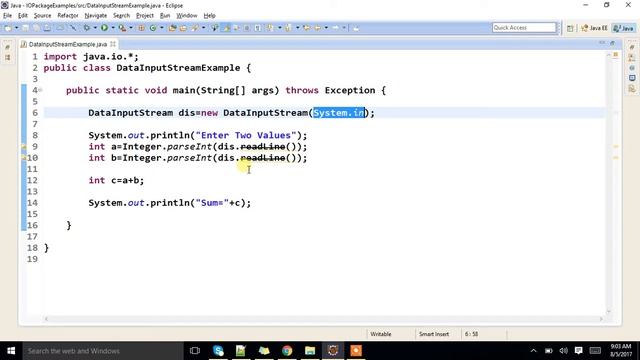 What is DataInputStream class in java. Explain with an example. смотреть онлайн
