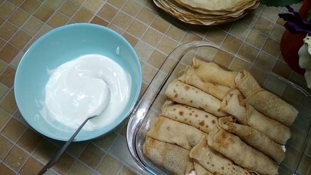 Классический рецепт блинов, но разные варианты начинок. #масленицаблиныеда# смотреть онлайн