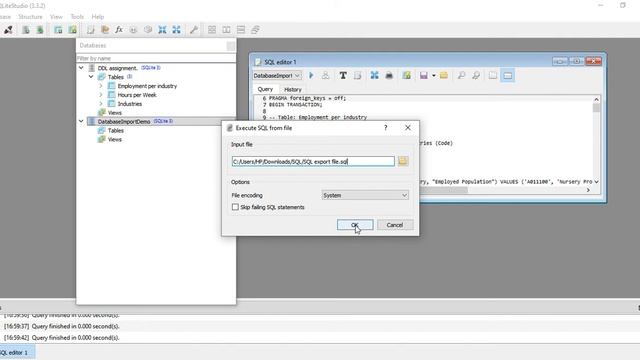 SQL direct import to a database in SQLite studio demo. смотреть онлайн