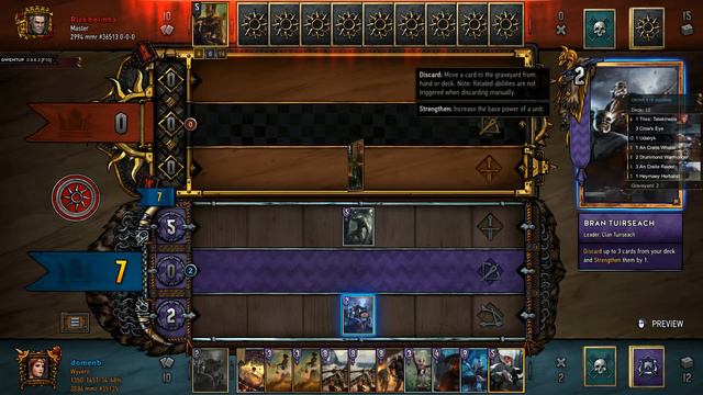 Gwent: The Witcher Card Game - Skellige Crow's Eye Discard deck - King Bran Gameplay смотреть онлайн