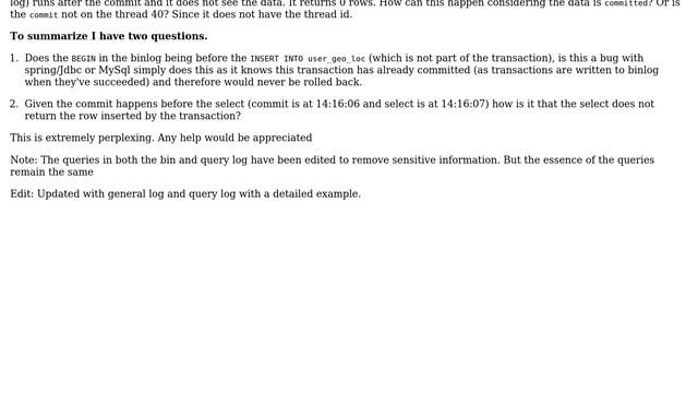 Databases: MySQL Commited data not seen to select query смотреть онлайн