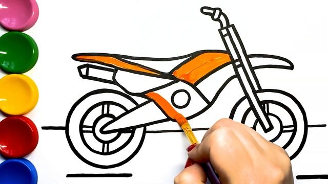 Coloring Motorcycle Enduro on Sand Painting with Gouache смотреть онлайн