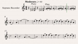 Е.Крылатов "Колыбельная медведицы" видео-минусовка и ноты для блокфлейты, темп 80