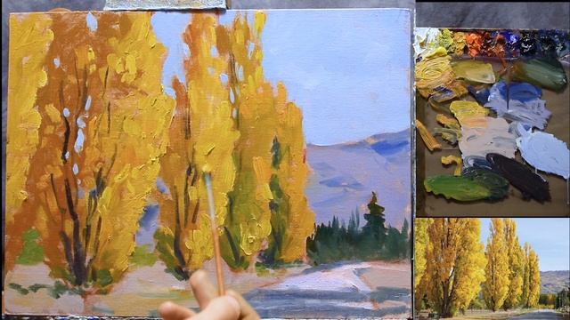 Autumn Poplar Trees | Oil Painting Tutorial смотреть онлайн