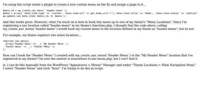 Wordpress: How to assign a WP 3.0 custom nav menu to a theme's navigation menu location via script? смотреть онлайн