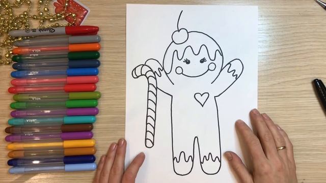 Пряник рисунок. Пряник рисунок для детей. Новогодний пряник рисунок. Имбирное печенье рисунок. смотреть онлайн