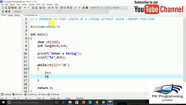 C Program to Find the Length of a String without using the Built-in Function смотреть онлайн