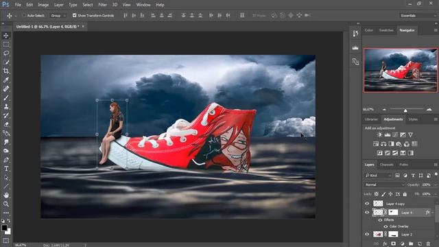 girl on shoes miniature photo manipulation | photoshop tutorial cs6/cc смотреть онлайн