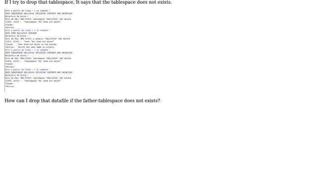 Databases: How to delete a datafile if the father-tablespace does not exists? смотреть онлайн