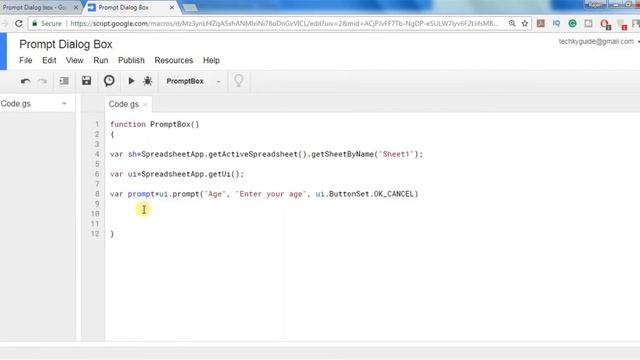Prompt Dialog box Google apps script tutorials 12 смотреть онлайн