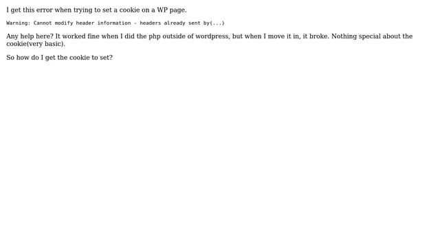 Wordpress: Error when setting cookie смотреть онлайн