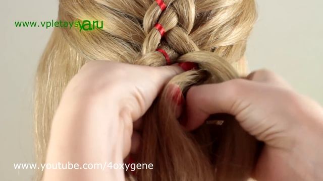 Коса из 5 прядей с лентой. Braid of five strands with ribbon смотреть онлайн