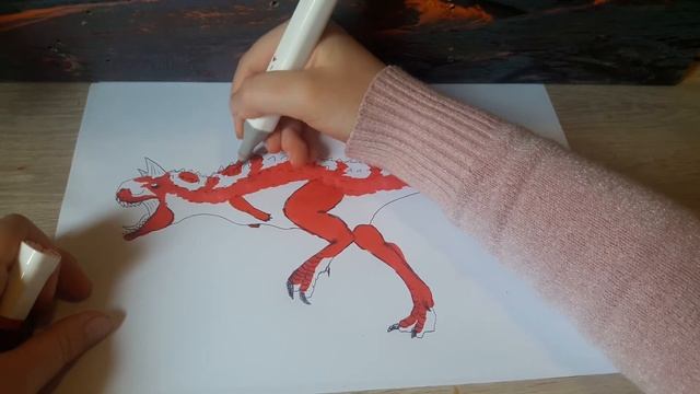 Рисуем динозавра Карнотавра .Детская версия . смотреть онлайн