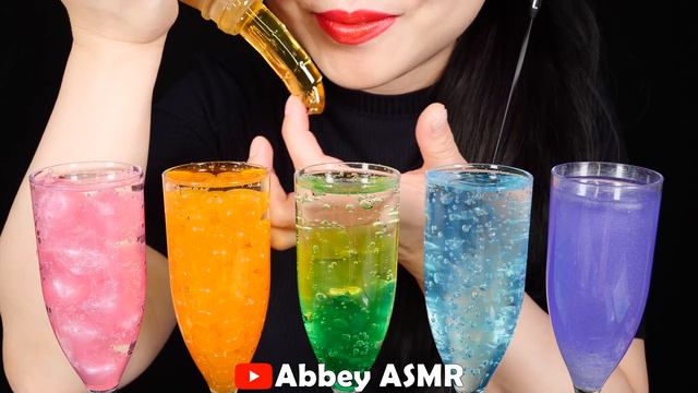 ASMR RAINBOW DRINKS DRINKING SOUNDS 신기한 물 먹방 EDIBLE WATER BOTTLE, HONEY JELLY, BOBA EATING SOUNDS смотреть онлайн