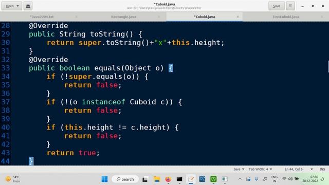 Overriding equals method of Object class смотреть онлайн
