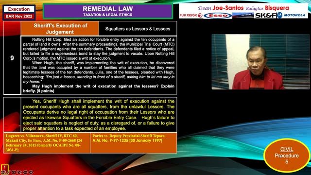 REMEDIAL Procedural LAW - BAR November 2022 - Dean Joe-Santos Balagtas Bisquera SUGGESTED ANSWERS смотреть онлайн
