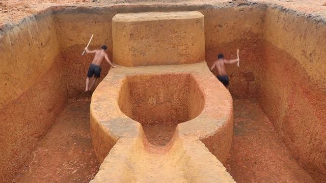 Build Underground Tunnel Water Slide Park To Toilet Swimming Pool And Underground House смотреть онлайн