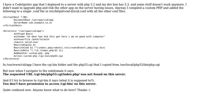 DevOps & SysAdmins: Trying to run a codeigniter app on custom php смотреть онлайн