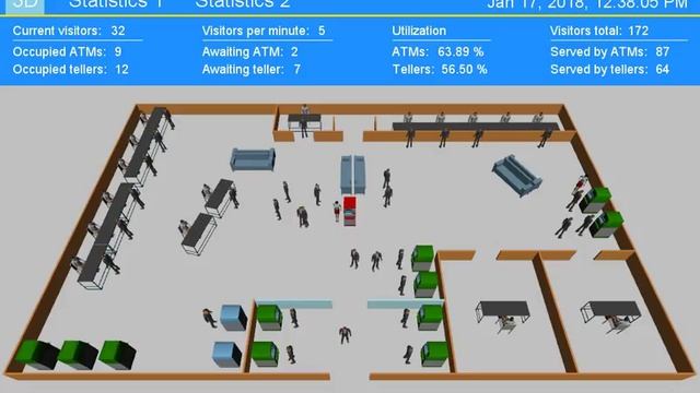 AnyLogic. Bank office / Банковское отделение смотреть онлайн