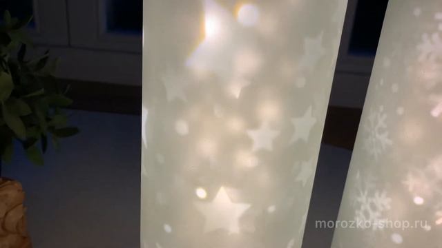 Светильник БЕЛЫЙ ТАНЕЦ, стекло, 12 LED-огней (эффект кружения), 24 см, батарейки 1085055-1085056- смотреть онлайн