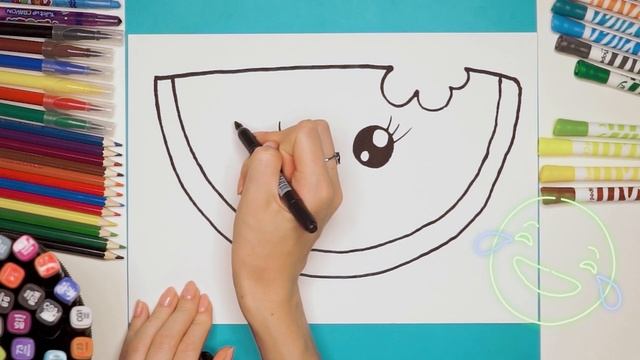Как нарисовать Милый Арбуз ✨ Простые рисунки ✨ Уроки рисования для детей ✨ смотреть онлайн