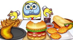 SpongeBob Among Us Mukbang Animation Shrimp Burger Chicken Set Eating